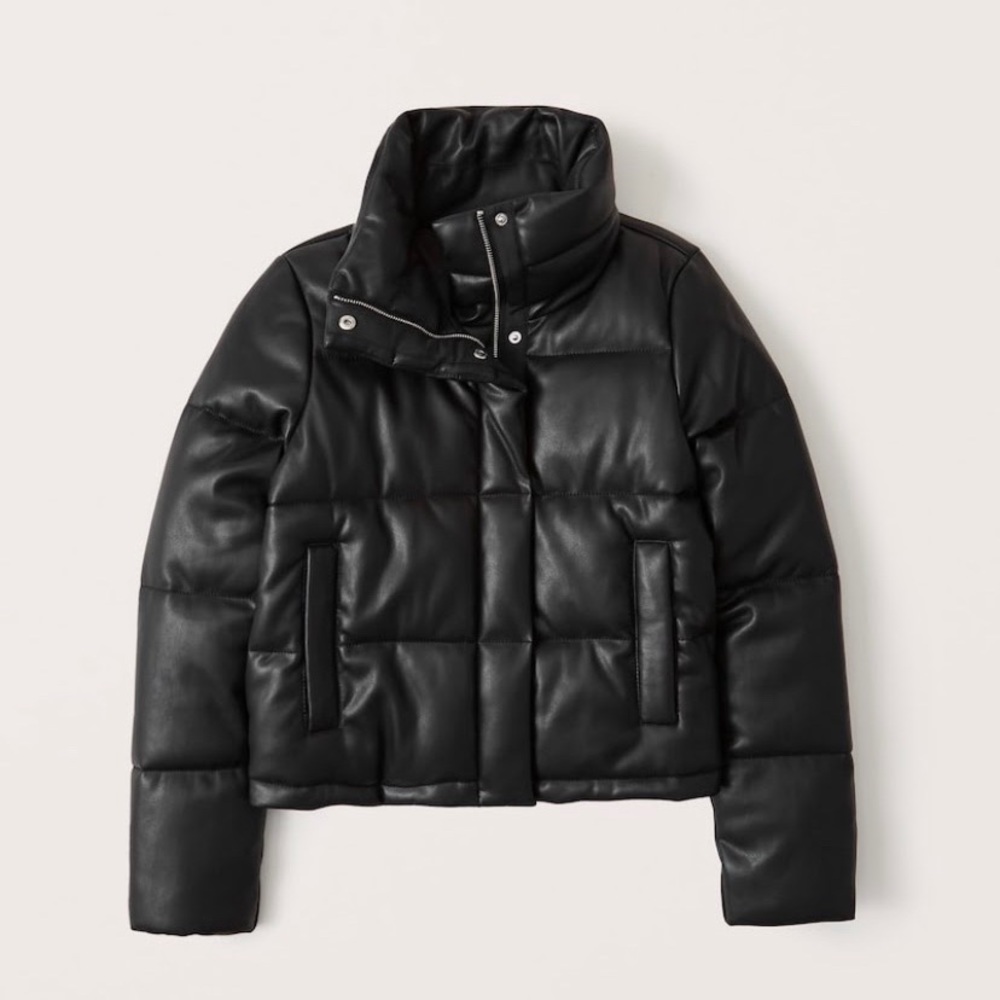 Vegan leather puffer jacket